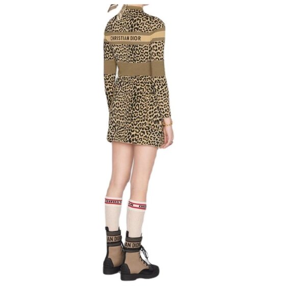 Christian Dior Leopard Print Zip-Up Dress Long Sleeve - Picture 3 of 5